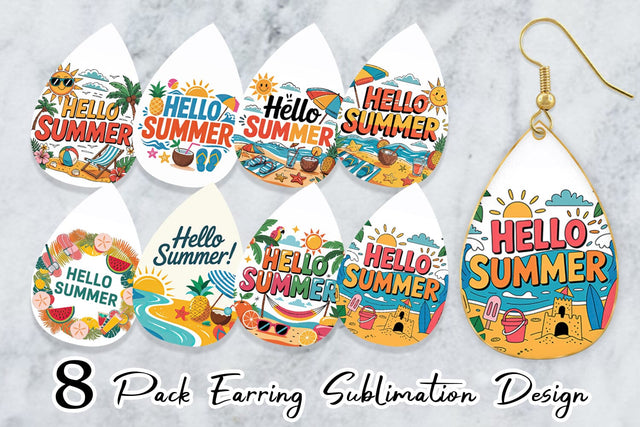 Earring Hello Summer Bundle Sublimation Sublimation artnoy 
