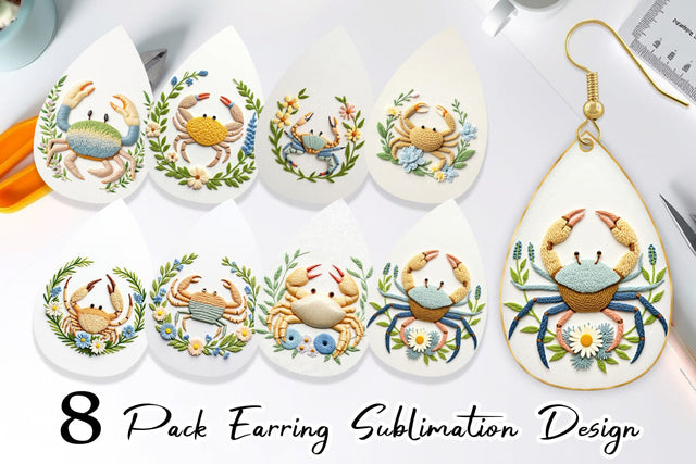Earring Hermit Crab Embroidery Sublimation artnoy 