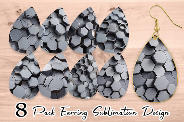 Earring Hexagonal Grid Sublimation artnoy 
