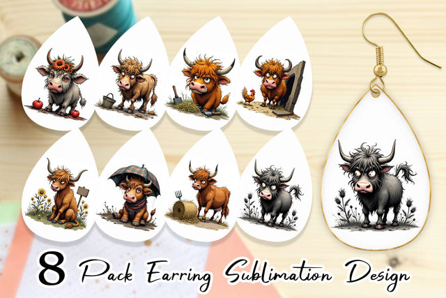 Earring Highland Moo Sublimation artnoy 