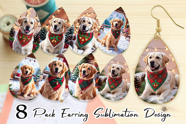 Earring Holiday Dog Christmas Sublimation artnoy 