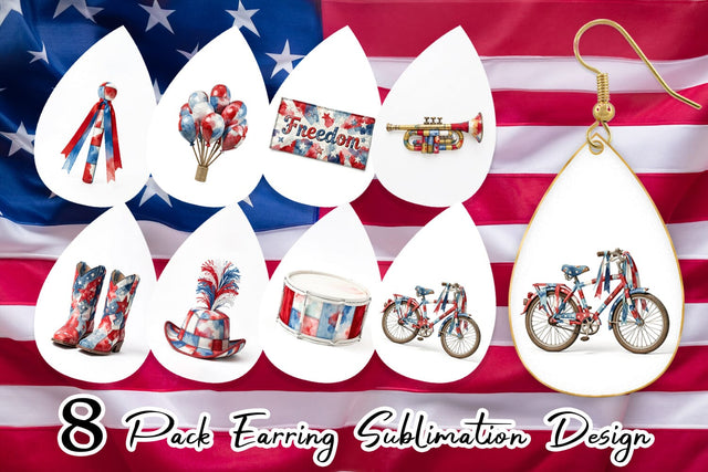 Earring Holiday Parade Patchwork Watercolor Sublimation artnoy 