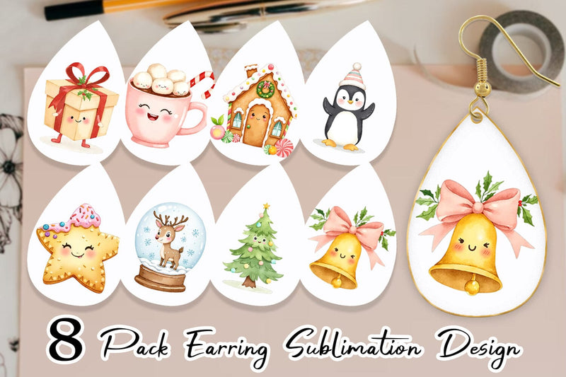 Earring Holiday Pastel Icons Sublimation artnoy 