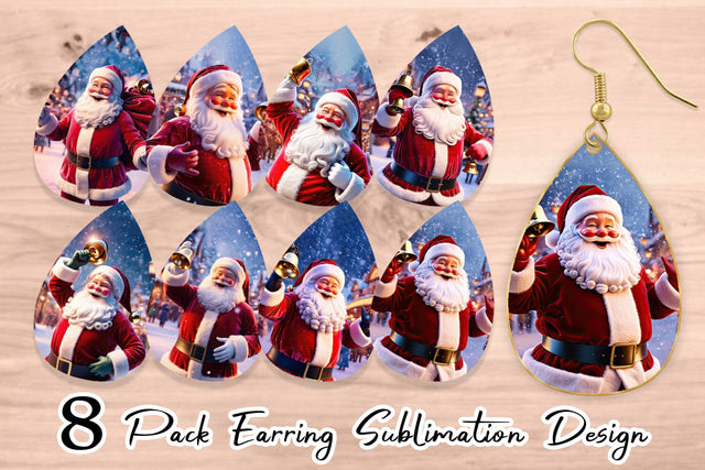 Earring Holiday Santa Claus Sublimation artnoy 