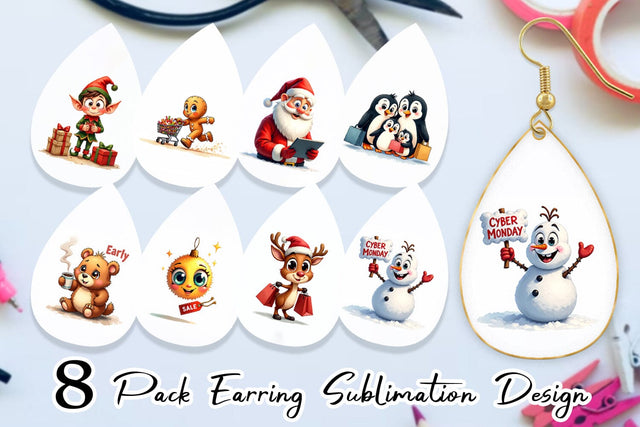 Earring Holiday Shoppers Sublimation artnoy 