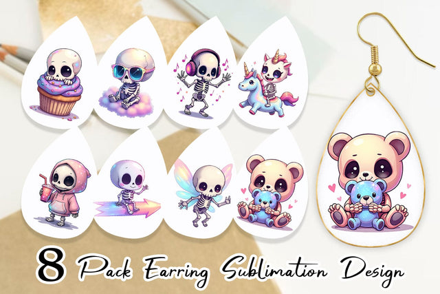 Earring Holographic Skeletons Sublimation artnoy 