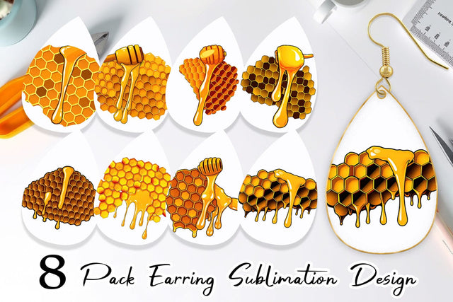 Earring Honeycomb Sublimation artnoy 