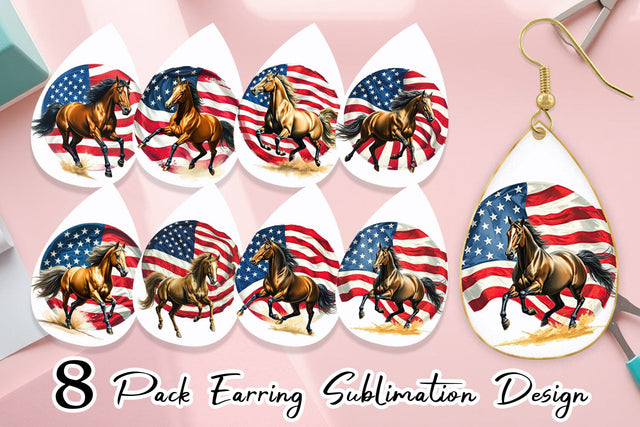 Earring Horse 4th of July Sublimation artnoy 
