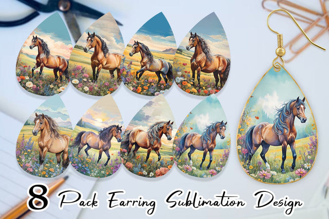 Earring Horse and Flower Sublimation artnoy 