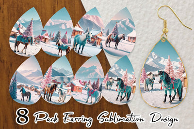 Earring Horse and Winter Landscape Sublimation artnoy 