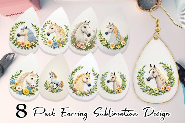 Earring Horse Embroidery Sublimation artnoy 