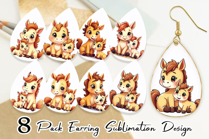 Earring Horse Mother's Day Sublimation artnoy 