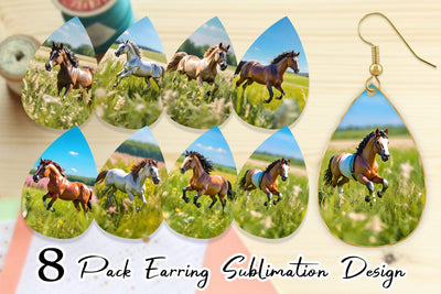 Earring Horse on Summer Day Sublimation artnoy 
