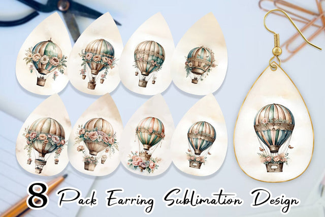 Earring Hot Air Balloon Sublimation artnoy 