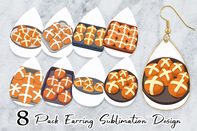 Earring Hot Cross Buns Sublimation artnoy 