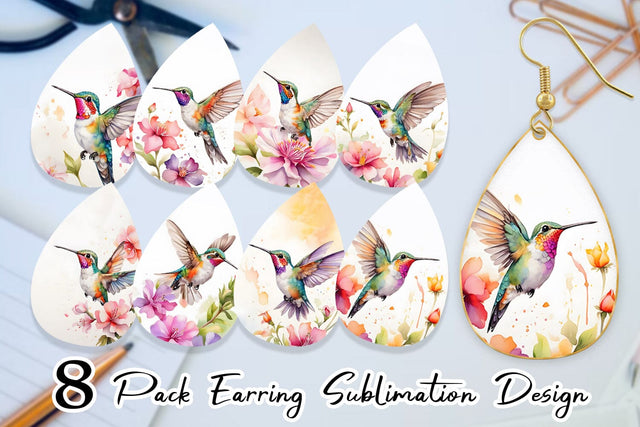 Earring Hummingbird Summer Sublimation artnoy 