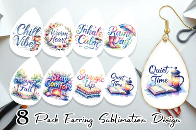 Earring Hygge Fall Snuggle Quotes Sublimation artnoy 