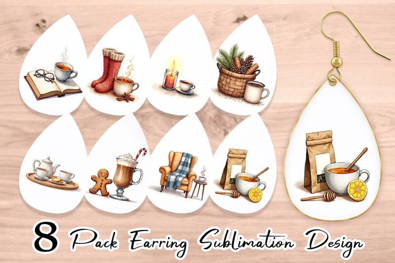 Earring Hygge Home Comforts Watercolor Sublimation artnoy 