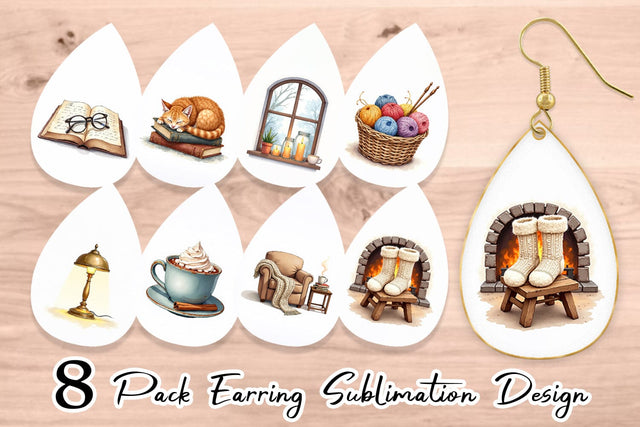 Earring Hygge Reading Nook Sublimation artnoy 