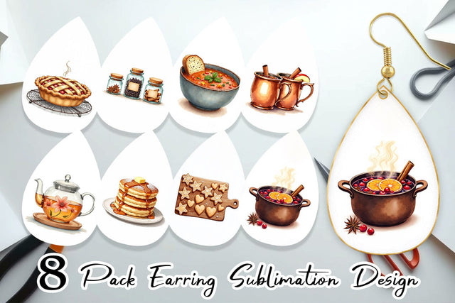 Earring Hygge Winter Kitchen Sublimation artnoy 