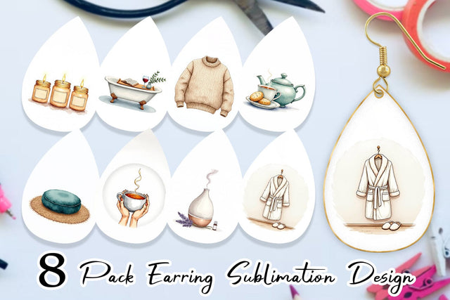 Earring Hygge Winter Selfcare Sublimation artnoy 