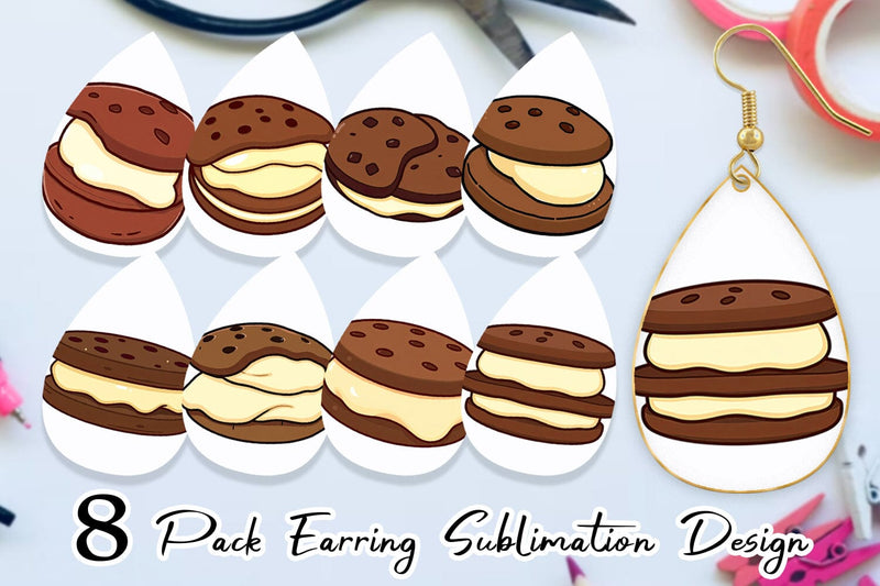 Earring Ice Cream Cookie Sublimation artnoy 