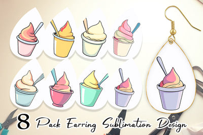 Earring Ice Cream Cup Sublimation artnoy 