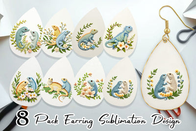 Earring Iguana Embroidery Sublimation artnoy 