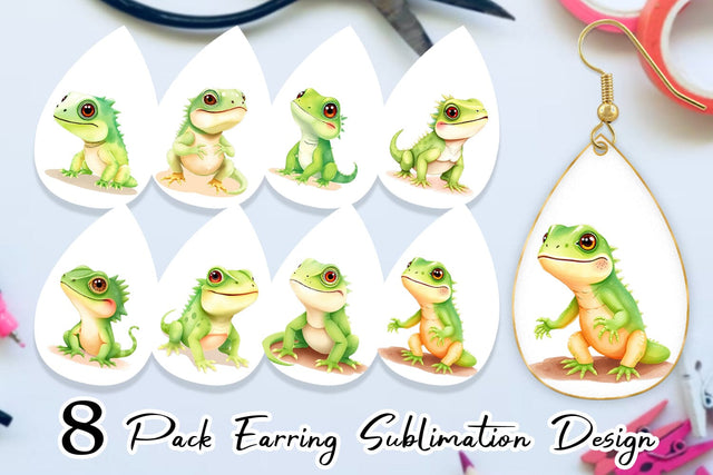 Earring Iguana Wildlife Sublimation artnoy 