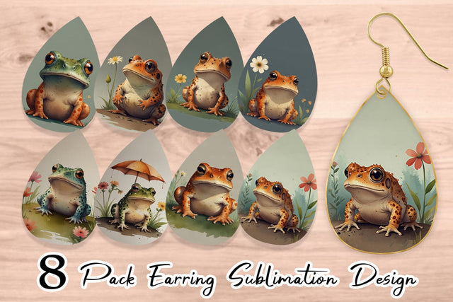 Earring Illustration Frog Sublimation artnoy 