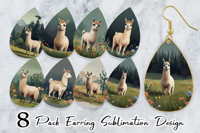 Earring Illustration Llama Sublimation artnoy 
