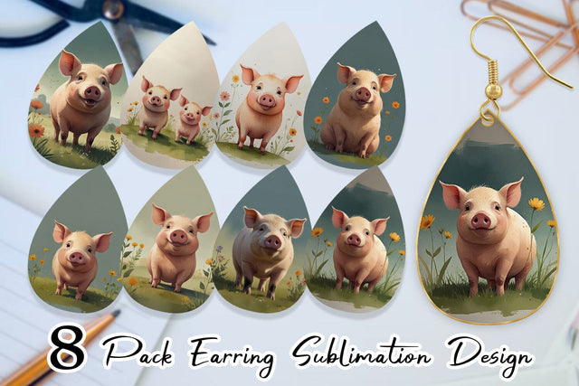 Earring Illustration Pig Sublimation artnoy 