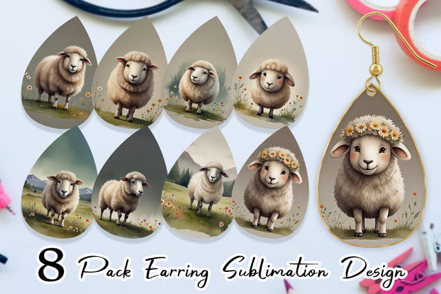 Earring Illustration Sheep Sublimation artnoy 