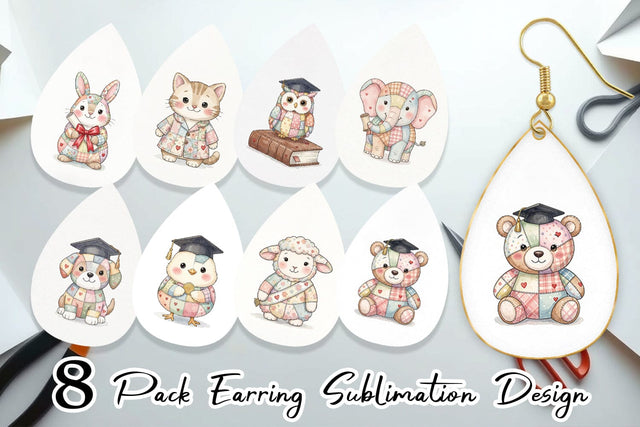 Earring Innocent Graduation Patchwork Watercolor Sublimation artnoy 