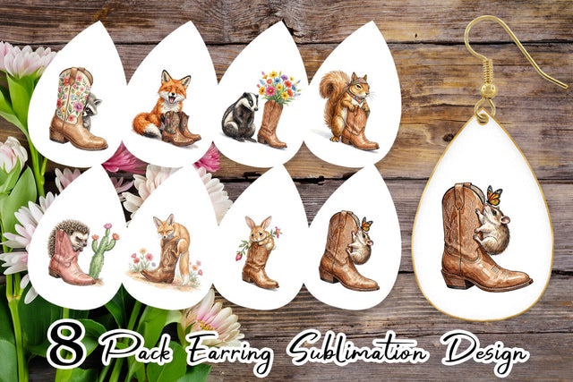 Earring Introvert Desert Animal Watercolor Sublimation artnoy 