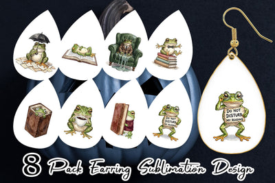 Earring Introvert Frog Dark Academia Watercolor Sublimation artnoy 