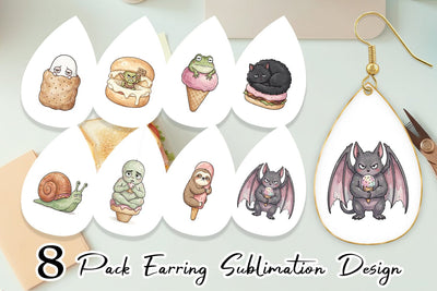 Earring Introvert Sugar Coma Sweet Watercolor Sublimation artnoy 