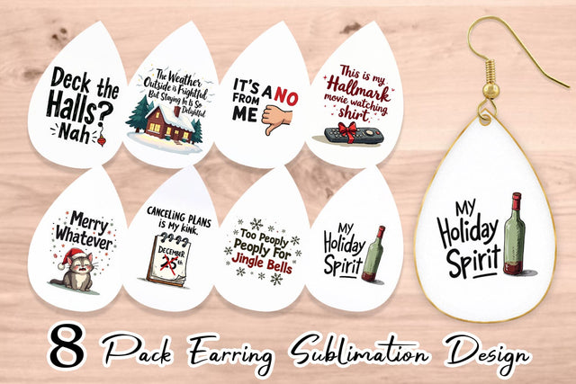 Earring Introvert's Grumpy Christmas Sublimation artnoy 