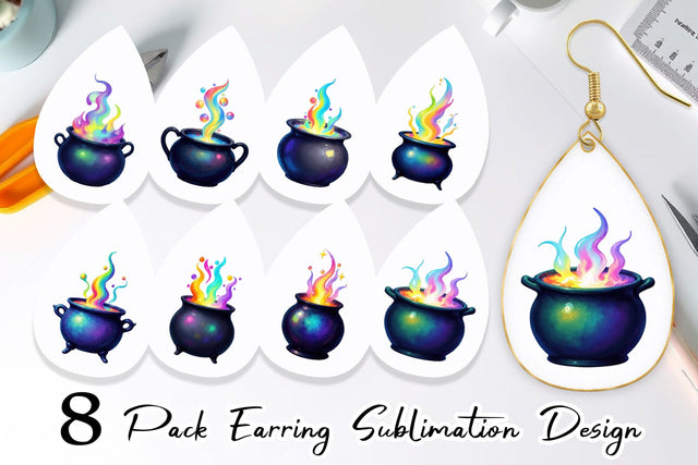 Earring Iridescent Bubble Cauldron Sublimation artnoy 