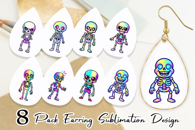 Earring Iridescent Skeleton Sublimation artnoy 