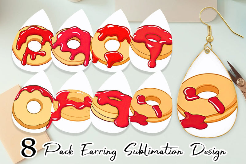 Earring Jam Filled Donut Sublimation artnoy 