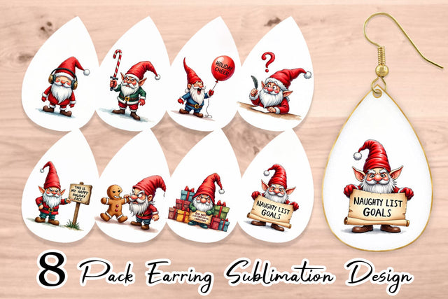 Earring Jingle Hell: Cynical Christmas Gnome Sublimation artnoy 