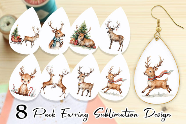 Earring Jolly Reindeer Sublimation artnoy 