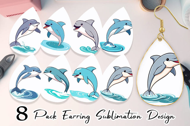 Earring Jumping Dolphin Sublimation artnoy 