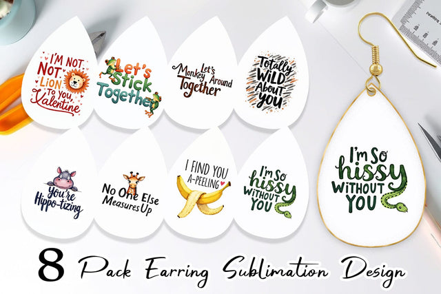 Earring Jungle Giggles Funny Animal Valentine Puns Sublimation artnoy 