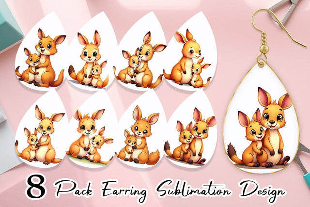 Earring Kangaroo Mother's Day Sublimation artnoy 