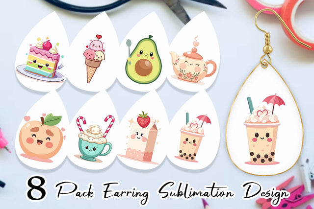 Earring Kawaii Food Sips Sublimation artnoy 