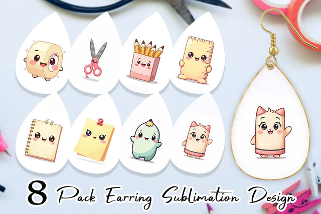 Earring Kawaii Stationery Sublimation artnoy 