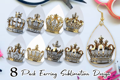 Earring King Crown Gold Sublimation artnoy 