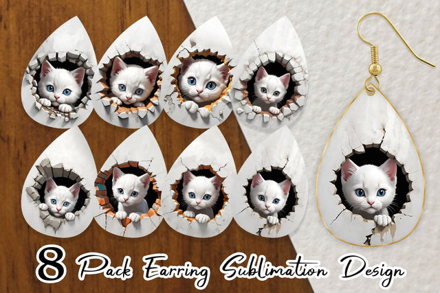 Earring Kitten in Wall Sublimation artnoy 